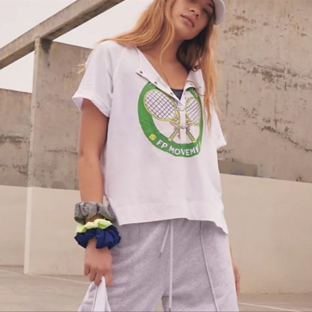 NWT Free People Inhale Henley Graphic Tee